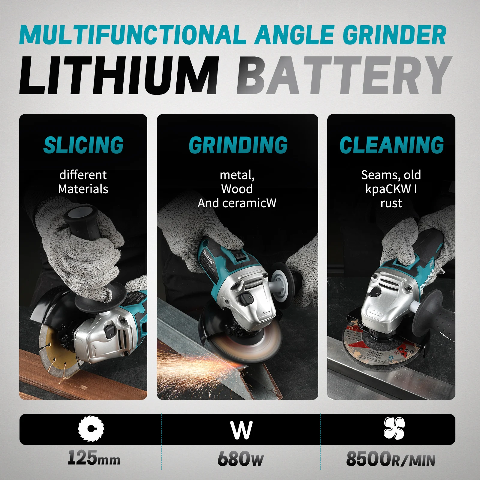 DGA404 100/125 mm Fırçasız Lit - Brushless Angle Grinder Battery Powered incelemesi ve fiyatı